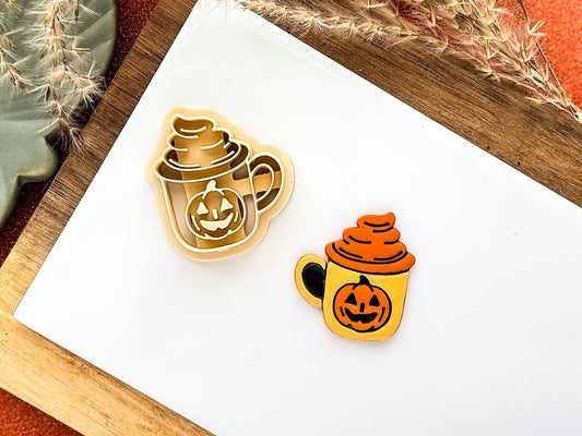 Pumpkin spice clay cutter, Halloween hot drink shaped cutter for polymer clay and silver clay, various sizes available, UK made-Halloween / Goth Cutters