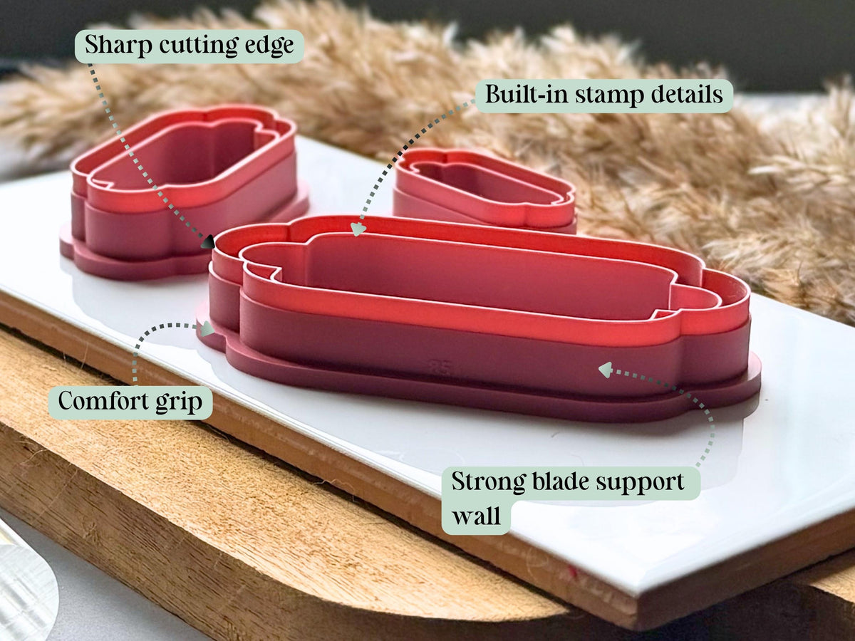 Notched Rectangular Frame Polymer Clay Cutters With Border Detail (4-8.5 cm)-Geometric Shape Cutters