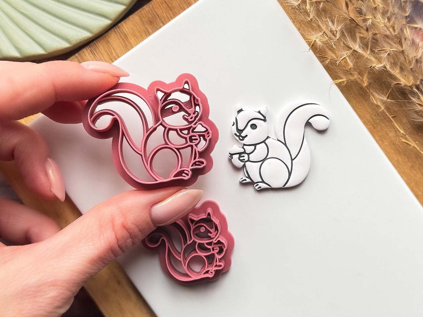 Detailed squirrel imprint cutter for polymer clay jewellery making