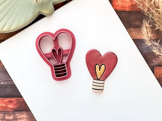 Valentine's heart light bulb cutter for polymer clay and fondant - UK made romantic design