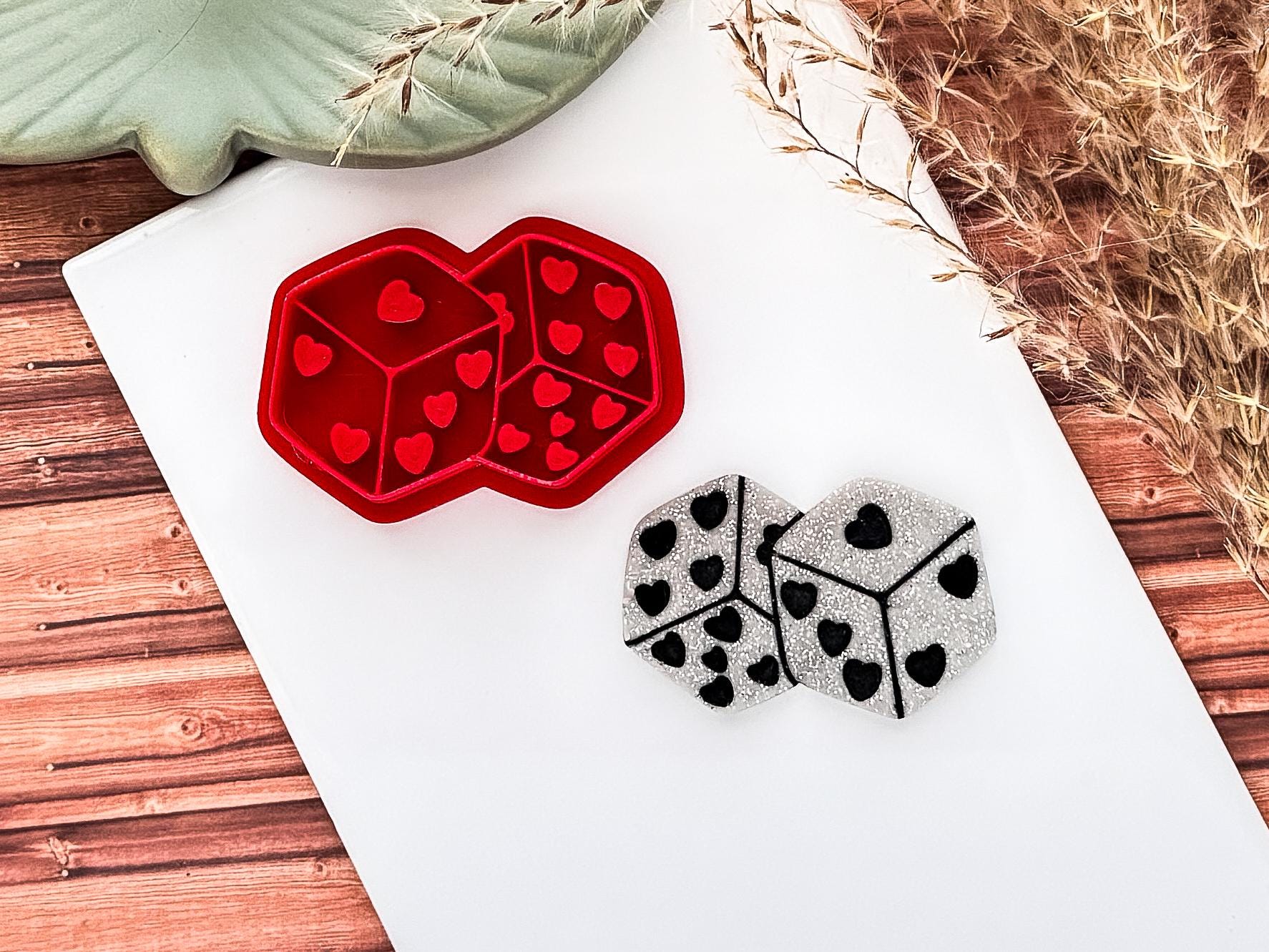 Valentines Dice Clay Cutter With Hearts For Polymer Clay and Fondant, 2.5 - 4.5 cm-Valentines Clay Cutters